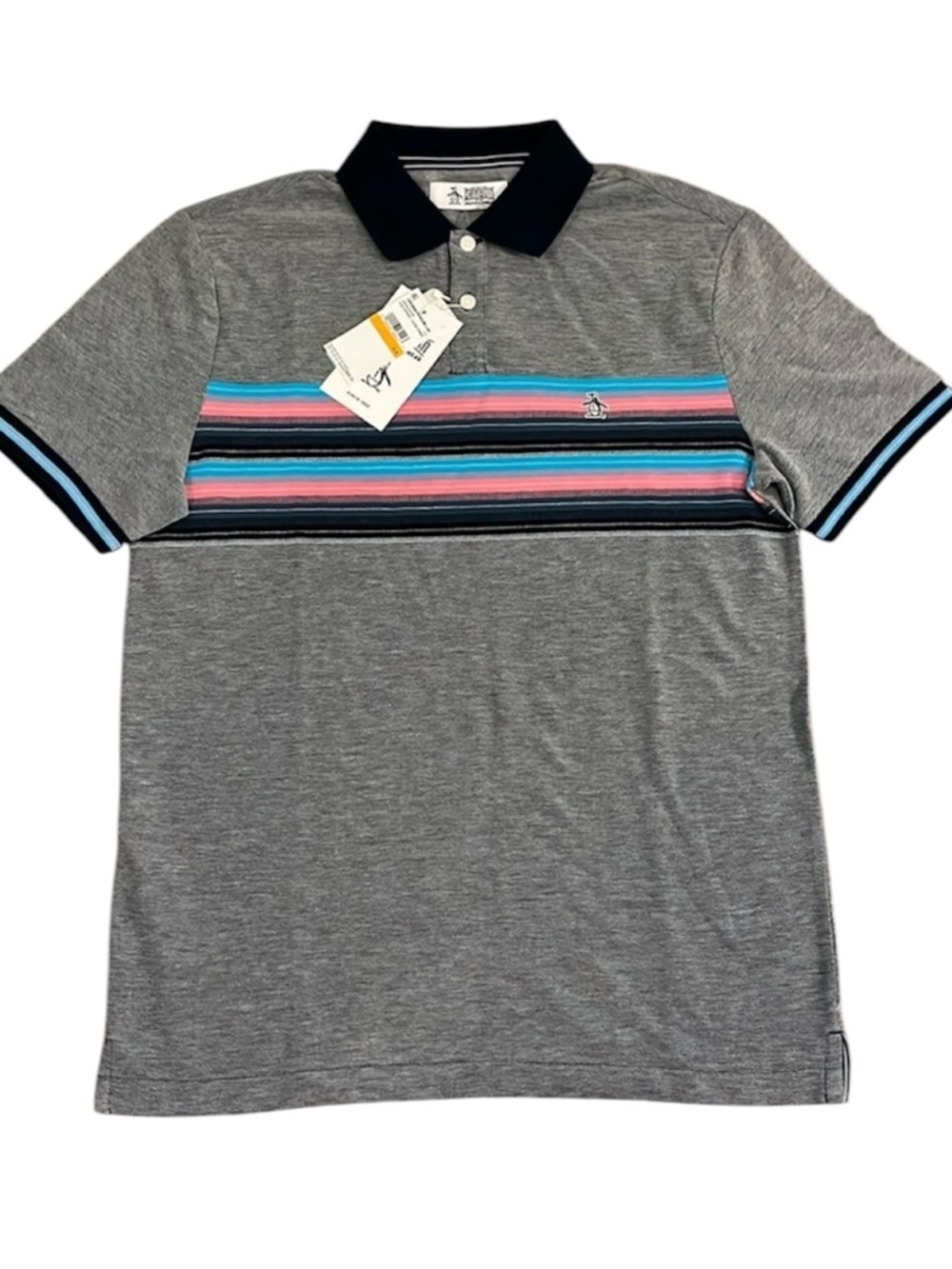 NWT Original Penguin Coolmax Striped Golf Polo Shirt Men’s Small